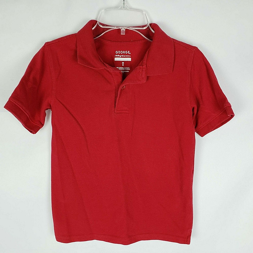 George Boys Uniform Short Sleeve Polo Shirt Red Size M/8 AG