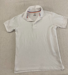 French Toast Polo Shirt Boys L White Short Sleeve Uniform Collared Side Slits