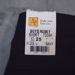 A+ School Apparel Shorts Boy 25 Husky Navy Blue Pleated Adjustable Waist Uniform