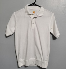 A+ School Uniform Polo Youth Large White Short Sleeve