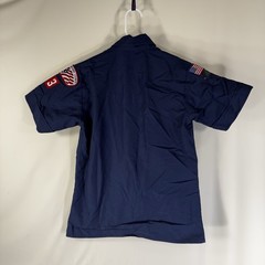 BSA Cub Scouts Button Up Shirt Youth Medium Blue Short Sleeve Patches Stained