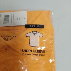 Authentic Galaxy School Uniform Gold Sbort Sleeve Polo Shirt Size 20