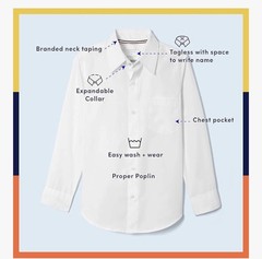 French Toast Boys’ 16 Long Sleeve Dress Button Shirt School White NEW