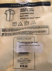 French Toast Little Boys- Lt Yellow, Poplin Shirt Short Sleeve Size 4