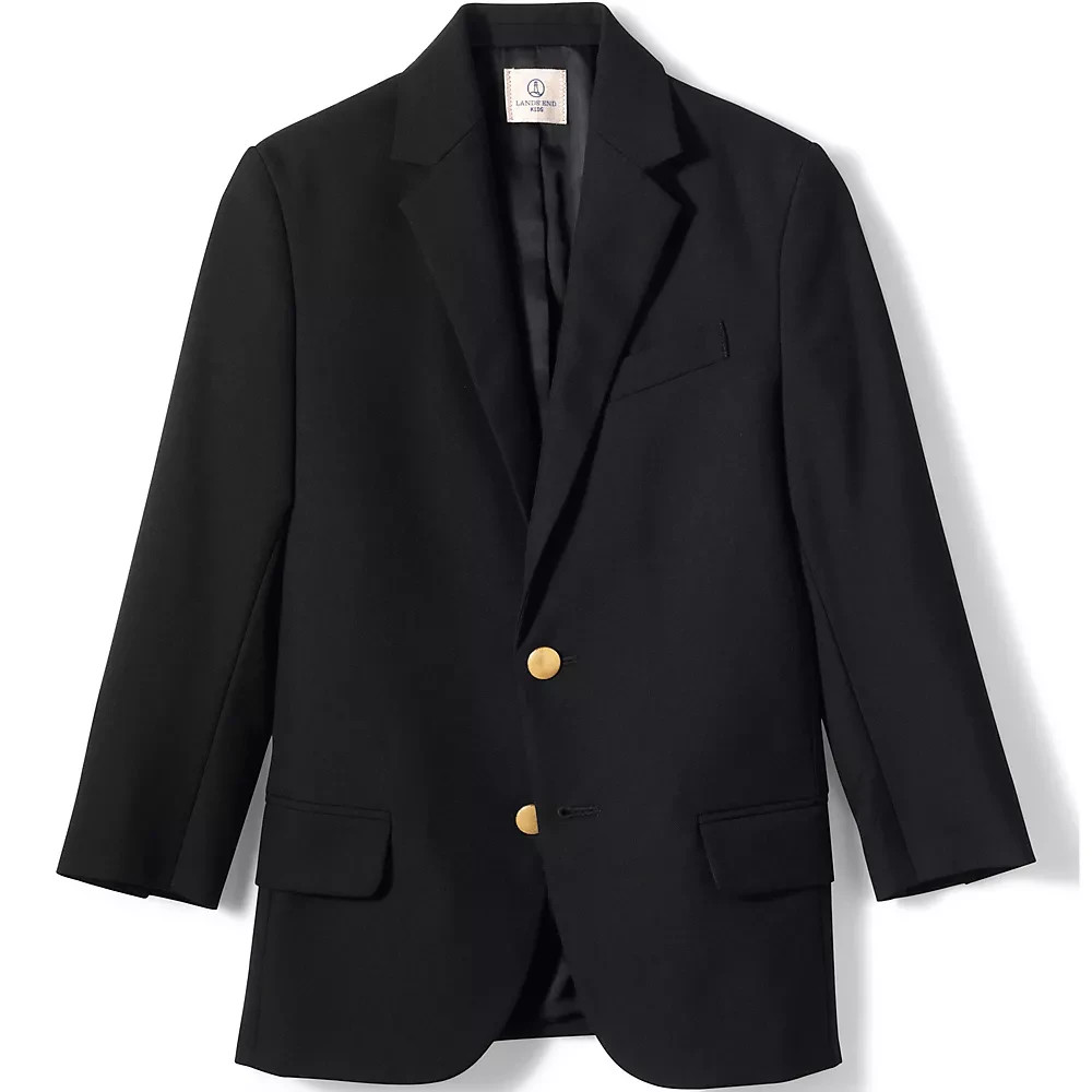 Lands’ End Boys School Regular Fit Hopsack Blazer Size 10 Black New With Tag