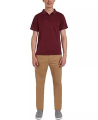 Nautica Young Men Uniform Short Sleeve Double Pique Polo M (36-37) Burgundy
