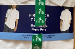 French Toast 2 Pack schoolwear Polo Shirt Boys White Size XL (14/16)