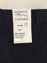 Kids Unisex Navy Blue Classic Uniform Shorts, Adjustable Waist 3 pockets