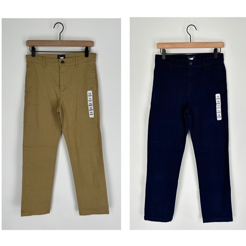 The Childrens Place Boys Uniform Stretch Chino Pants Set Of 2 Flax Tidal Size 14