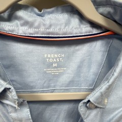 French Toast Boys Uniform Shirt Blue M Short Sleeve Button-Down Collar Pocket