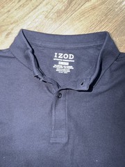 IZOD Boys Navy Piqué Polo Uniform Shirt Short Sleeve Size M Cotton Blend