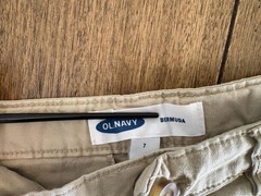 Old Navy French Toast Boys Uniform Bermuda Shorts Size 7 Beige 2 Piece Set