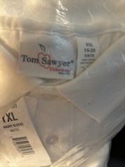 Tom Sawyer Boys Size (18-20 Youth White Short Sleeve School Uniform Shirt