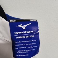 Mizuno Adult Small Flat Front Reg Fit Polyester Prospect White Baseball Pants