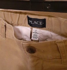 L@@K – Boys Khaki Children’s Place School Uniform Shorts Sz 7 Slim Adj waist