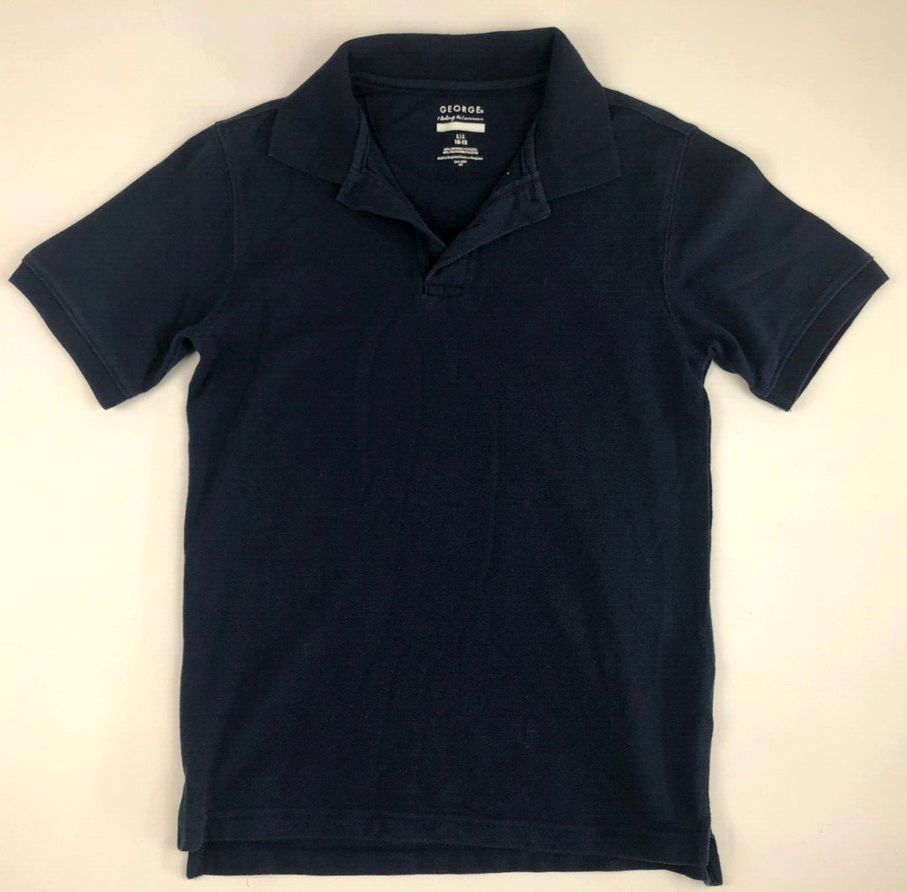 George Boys Polo Shirt Youth(10-12) Size L Blue School Uniform Short Shirt