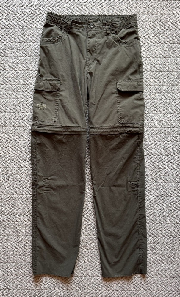 BSA Boy Scouts Uniform Switchback Convertible Pants Olive Green Size 16 Youth